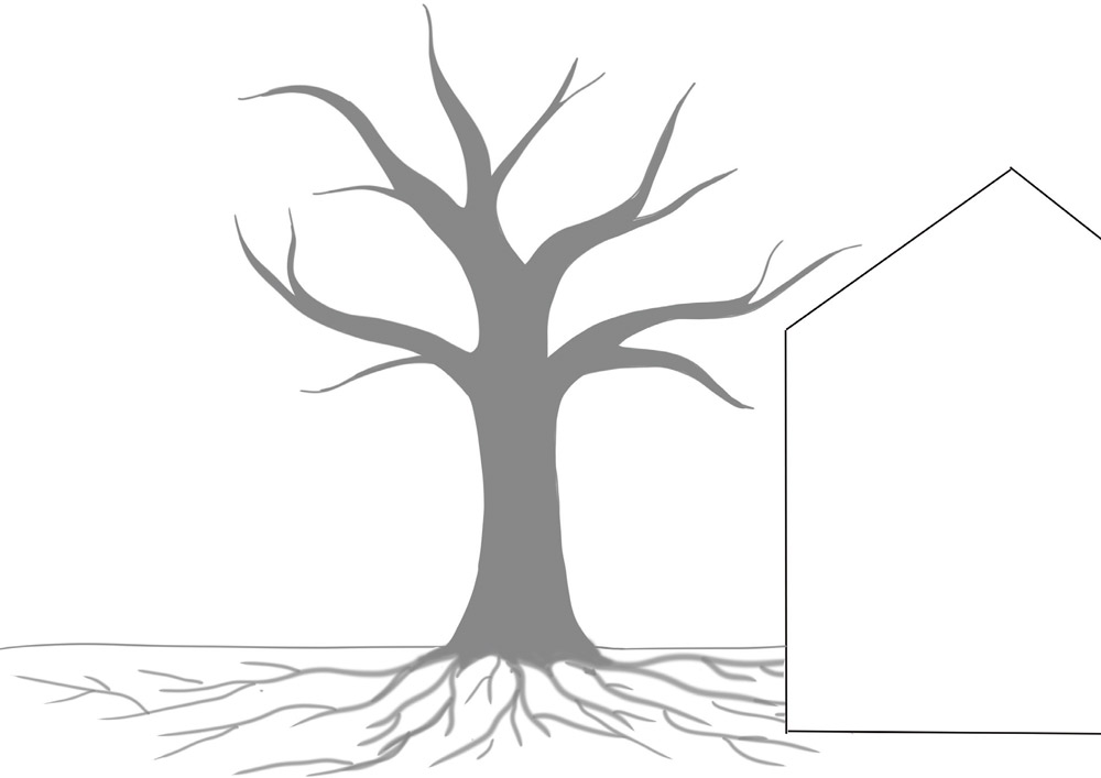 Hus som plasseres nærme trær kan føre til ødelagte røtter, endret vanntilgang, endret sol/skygge-forhold og et større behov for å fjerne døde greiner og hule eller svekkede trær av sikkerhetsmessige hensyn.